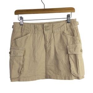 Brandy Melville Womens Mini Cargo Skirts Utility Pockets Y2K Beige One Size